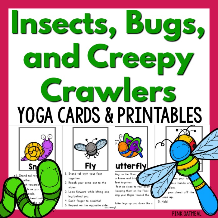 insects bugs and creepy crawlers themed yoga pink oatmeal